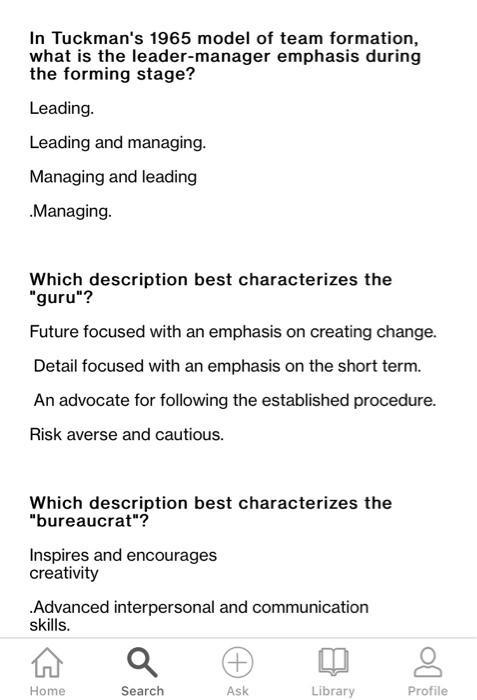 In Tuckman's 1965 model of team formation, what