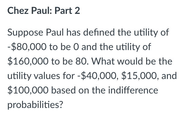 Chez Paul: Introduction The next few questions