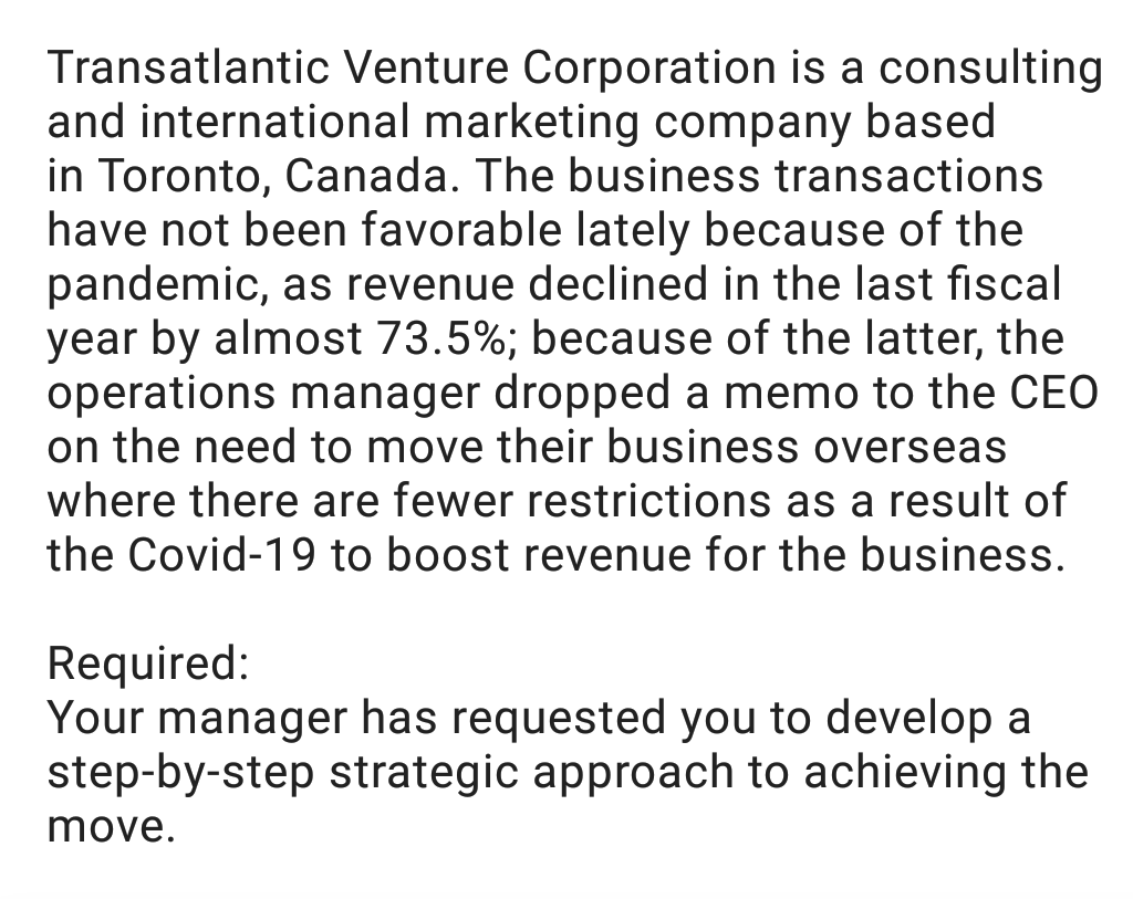 Transatlantic Venture Corporation is a consulting