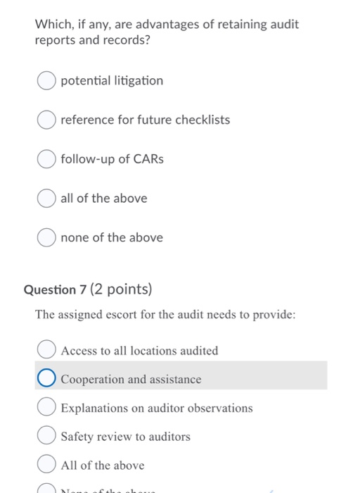 Which, if any, are advantages of retaining audit