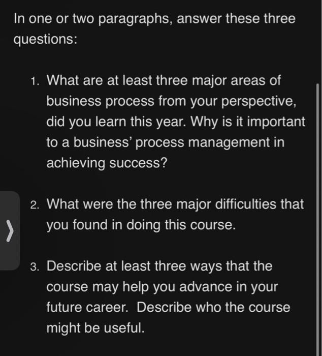 What are at least three major areas of business