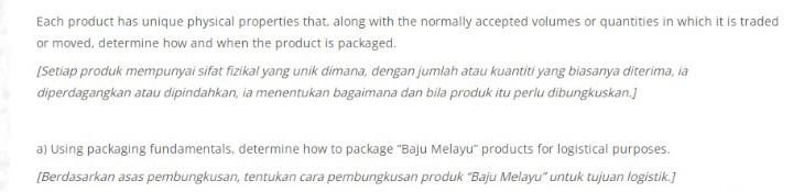 Answer all question (a) Elucidate on logistics