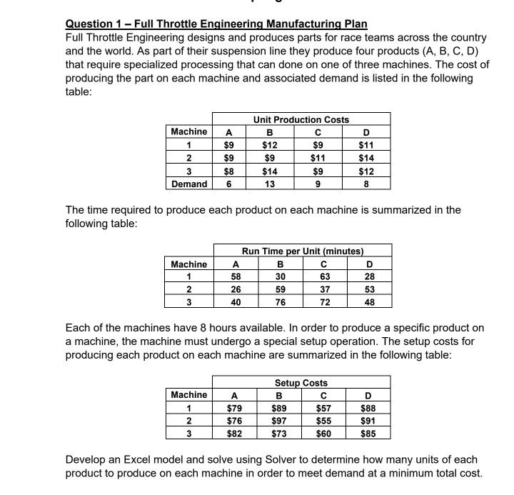 Question 1 - Full Throttle Engineering