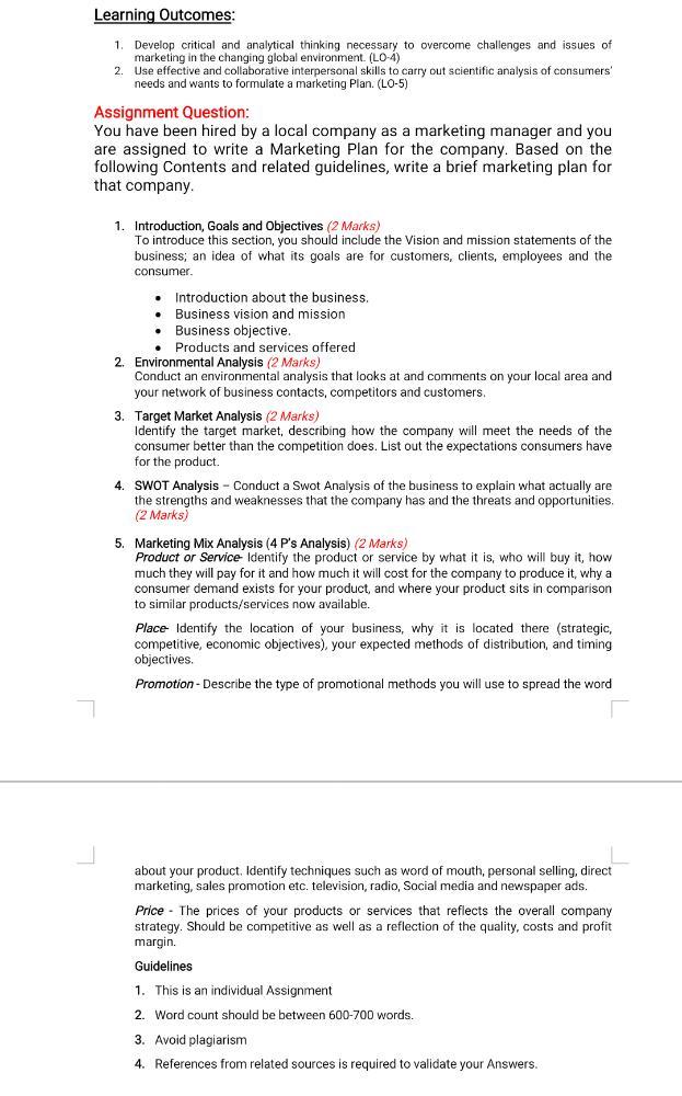 Learning Outcomes: 1. Develop critical and