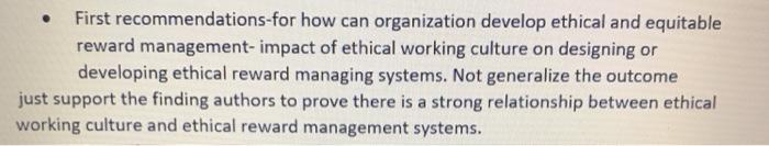 First recommendations-for how can organization