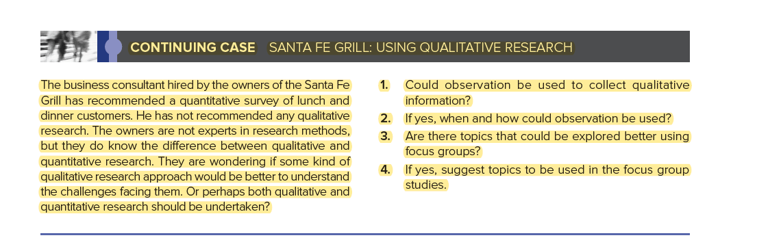CONTINUING CASE SANTA FE GRILL: USING QUALITATIVE