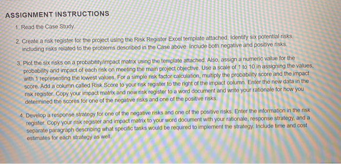 PROJECT RISK MANAGEMENT: CASE STUDY Roy and his