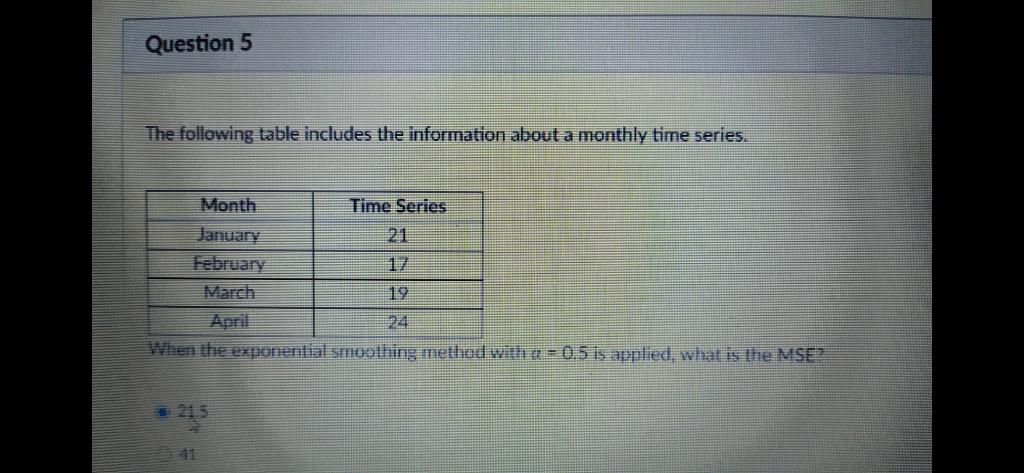 Question 4 1p The following table includes the