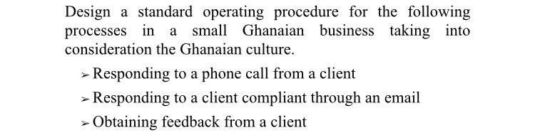 Design a standard operating procedure for the