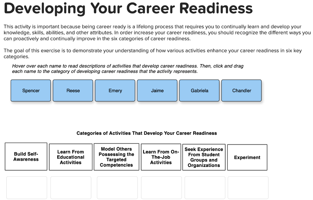 Developing Your Career Readiness This activity is