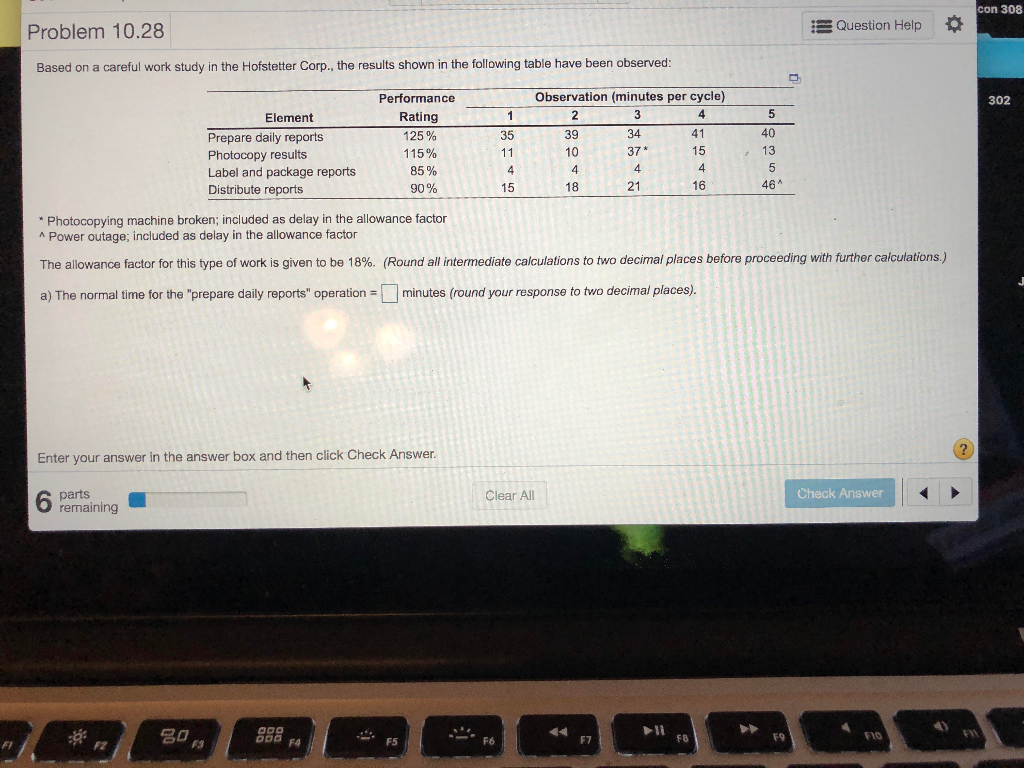 a) The normal time for the "prepare daily