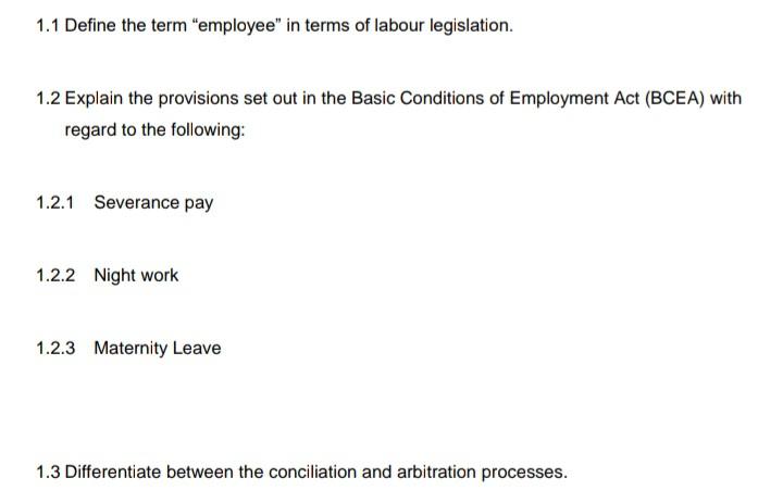 please assist me with this question 1.1 Define