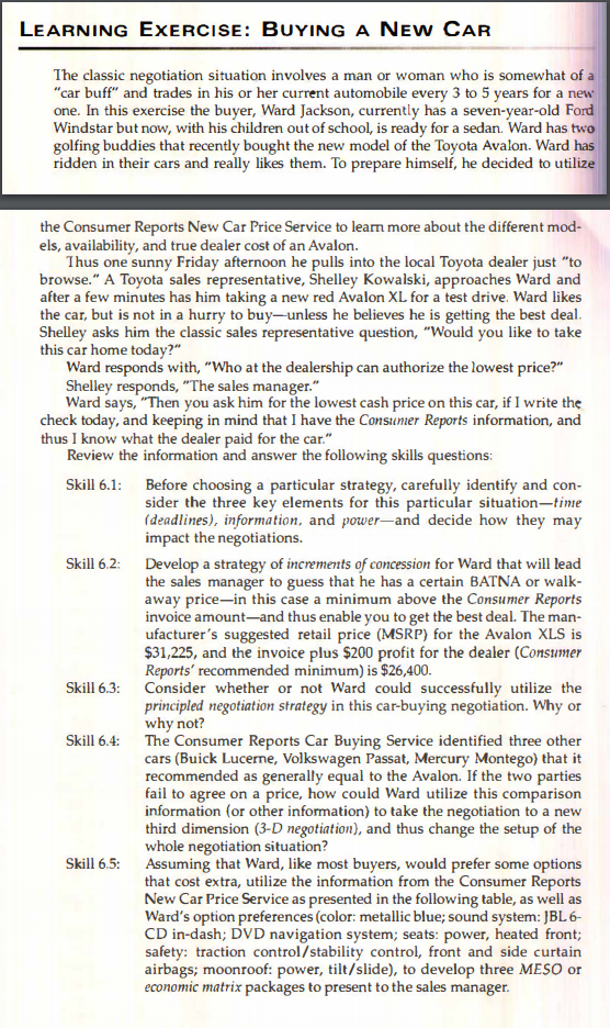 Please answer the five skill questions LEARNING