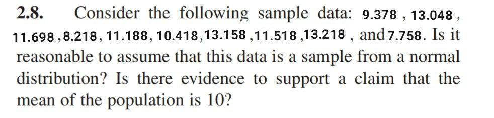 Solve this problem by Minitab program. 9 2.8.