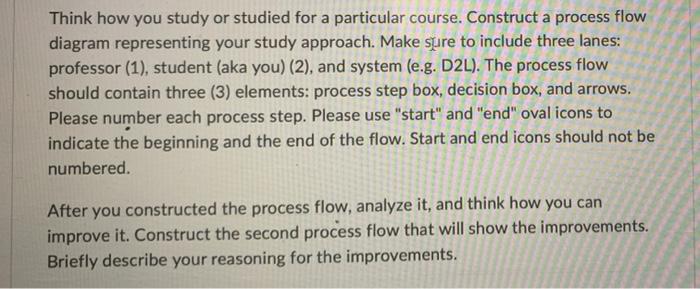Think how you study or studied for a particular