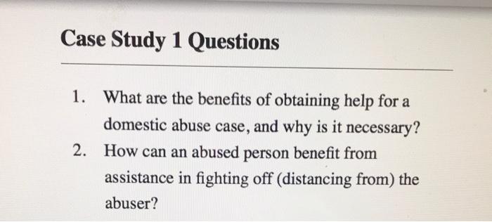 Answer the case study questions (be specific)