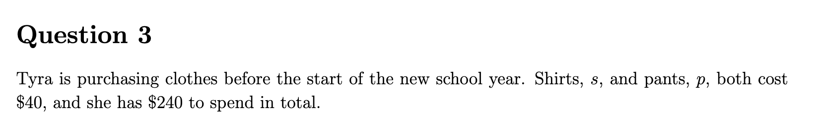 Do E an F Please Question 3 Tyra is purchasing