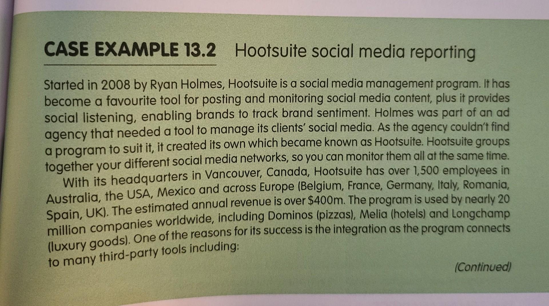 CASE EXAMPLE 13.2 Hootsuite social media