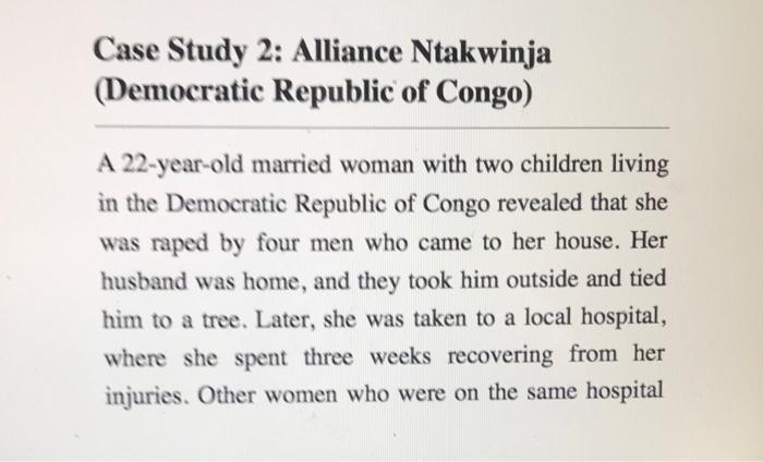 Answer the case study questions (be specific)