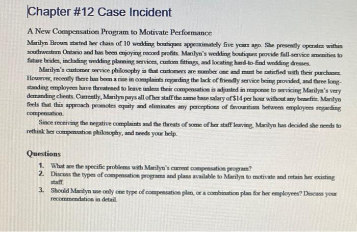 answer the following three questions Chapter #12