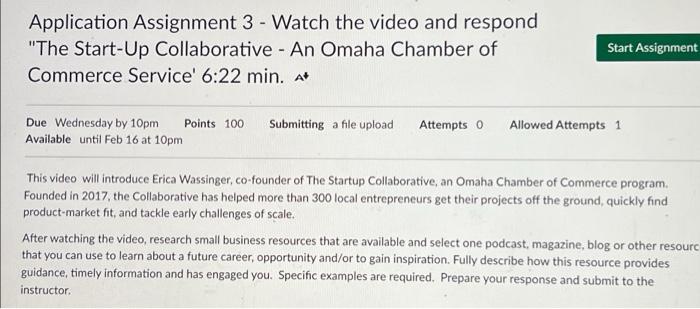 Application Assignment 3 - Watch the video and