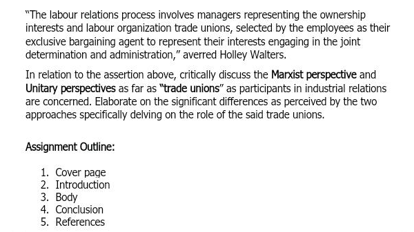 "The labour relations process involves managers