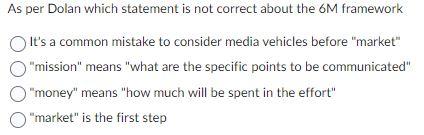 As per Dolan which statement is not correct about