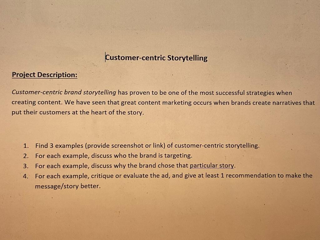 Customer-centric Storytelling Project