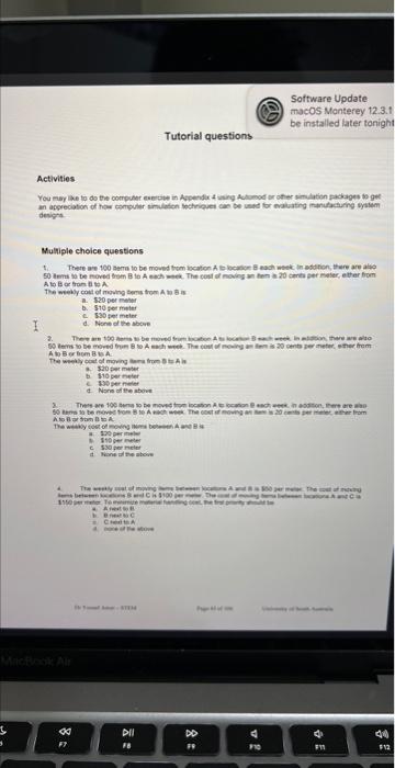 1. There are 100 items to be moved from location