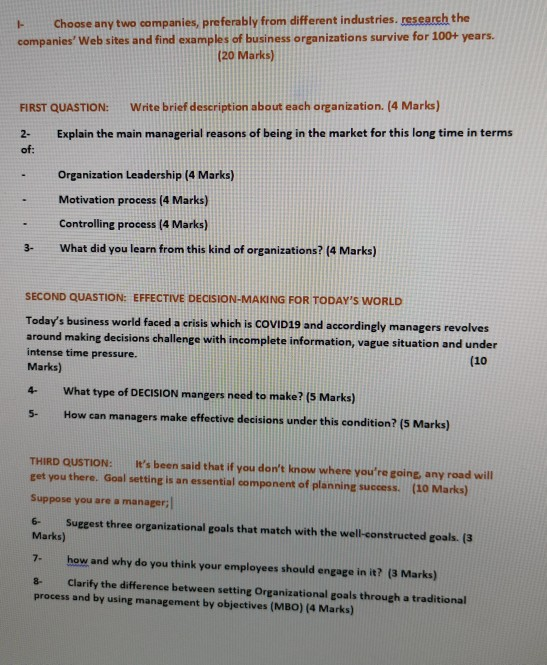 - Choose any two companies, preferably from