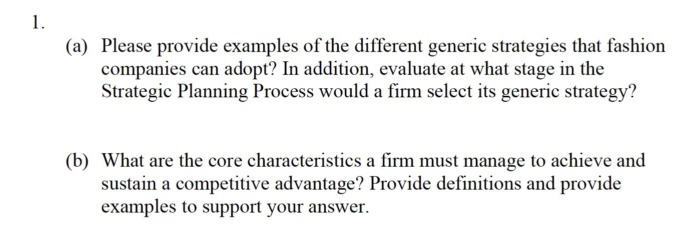 1. (a) Please provide examples of the different