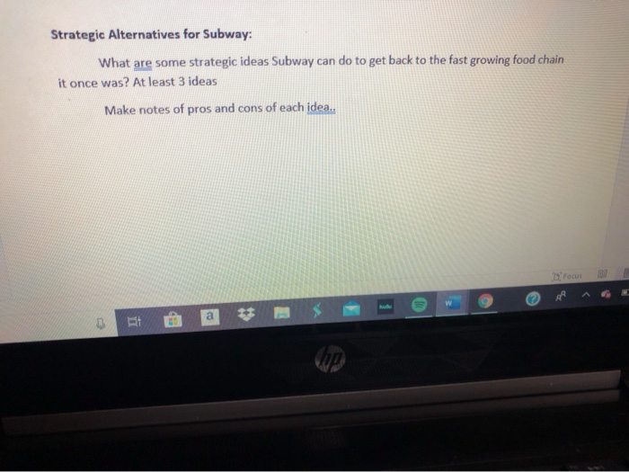 Strategic Alternatives for Subway: What are some