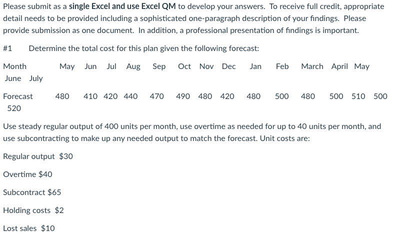 Please submit as a single Excel and use Excel QM