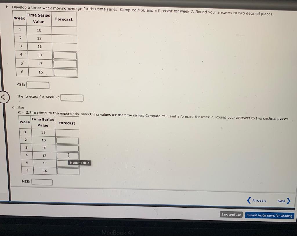 Consider the following time series data. a.