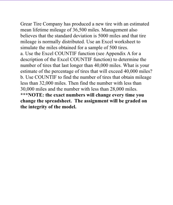 Grear Tire Company has produced a new tire with