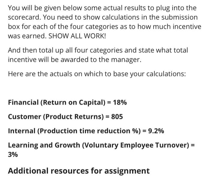 BALANCED SCORECARD EXAMPLE PRODUCTION MANAGER