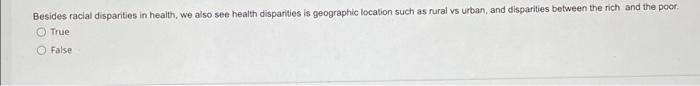 Besides racial disparities in health, we also see