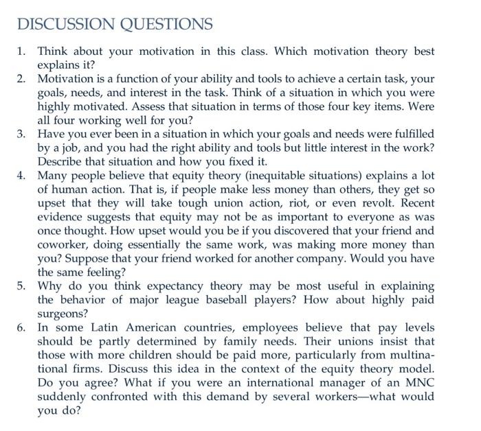 DISCUSSION QUESTIONS 1. Think about your