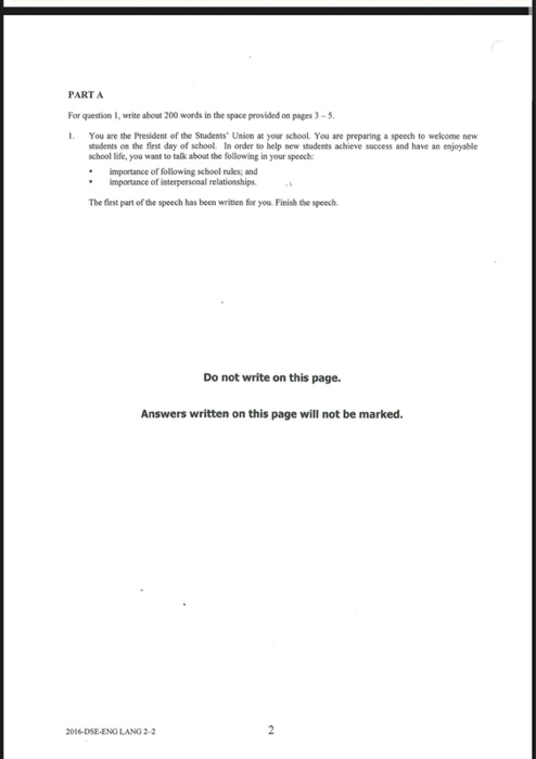 PARTA For question I, write about 200 words in