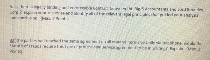 Case Scenario: Lord Berkeley Corp. recently