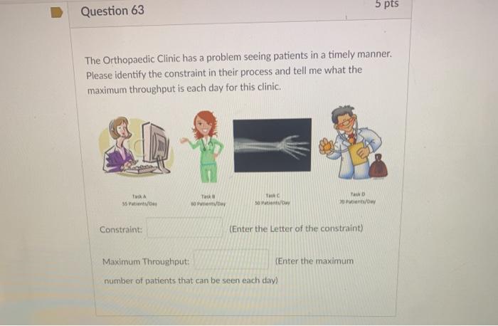 5 pts Question 63 The Orthopaedic Clinic has a
