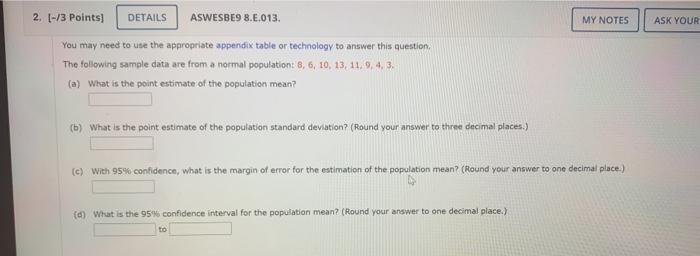 MY NOTES ASK YOUR TEACHER 1. (-/3 Points) DETAILS