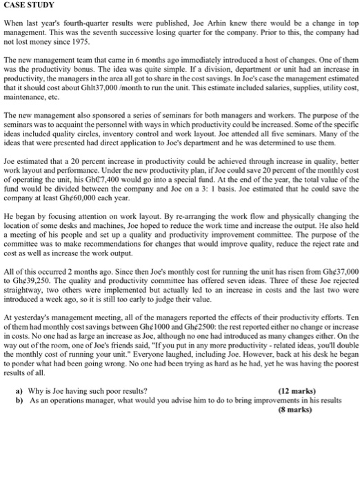 CASE STUDY When last year's fourth-quarter