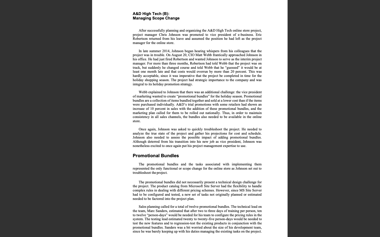 A&D High Tech (B) Case Study Questions Case B
