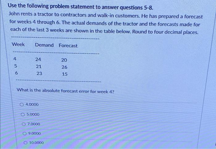 Use the following problem statement to answer