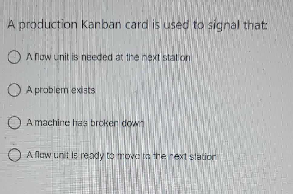 In lean operations, when work is completed at one