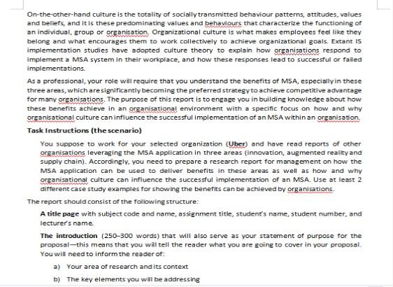 here, the organization is UBER This research