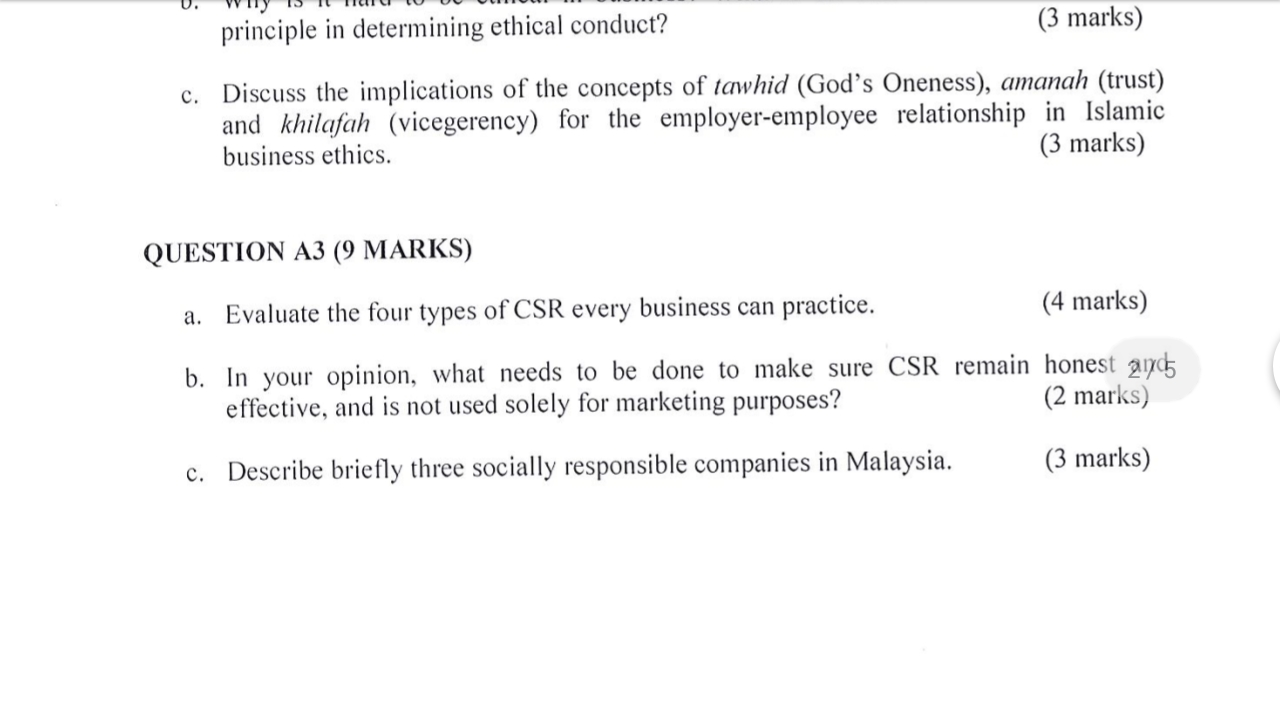 PLEASE ANSWER THESE QUESTIONS BASED ON BUSINESS