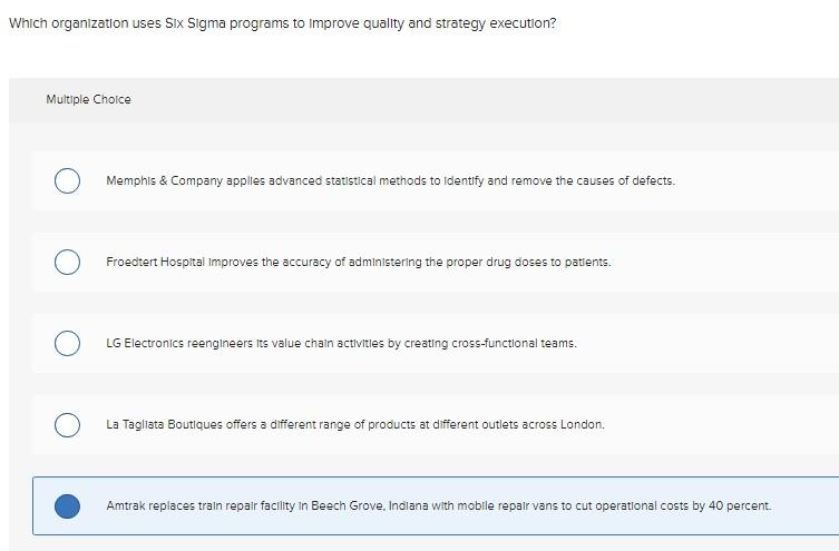 Which organization uses Six Sigma programs to