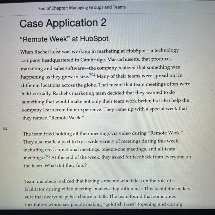 End of Chapter: Managing Groups and Teams Case